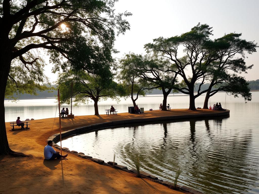 Annasagar Lakeside in Narayankhed showing water body and sitting area