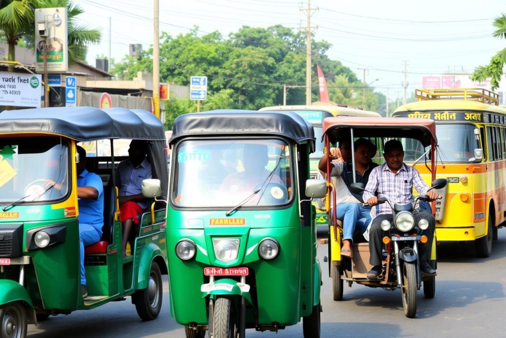 Local transportation options in Narayankhed including auto-rickshaws