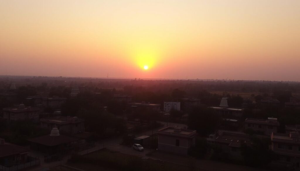 Sunset view over Narayankhed town showing its peaceful atmosphere